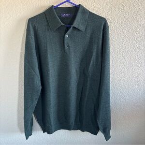Elegant Dark Green 100% Wool Sweater